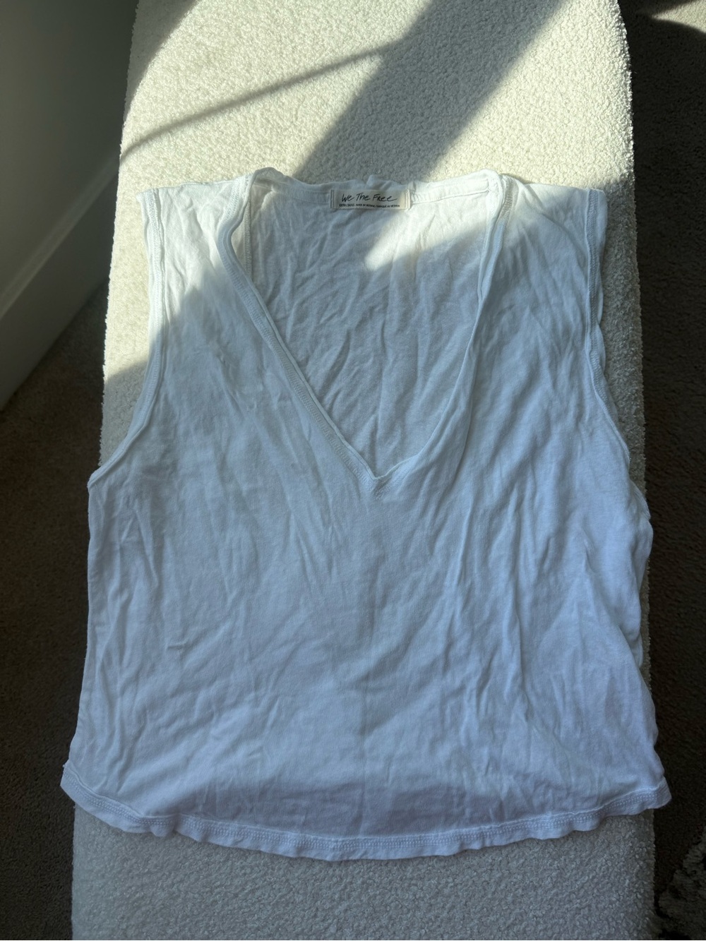 We The Free White Sleeveless V-Neck Tank